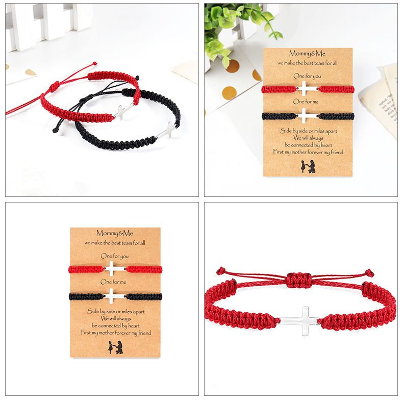 Popular Personalized Simple and fashionable rope hand woven bracelet, stainless steel cross bracelet,Gifts from family, friends_voghion.com