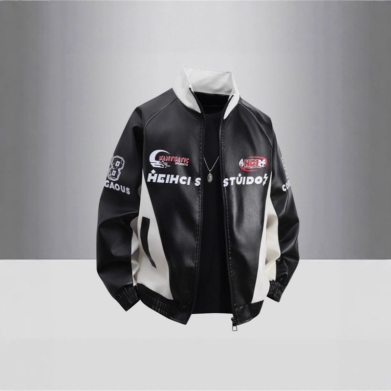 Giacca da corsa americana nuova e alla moda per autunno e inverno, con colletto rialzato, casual, versatile e ampia, per giovani coppie_voghion.com