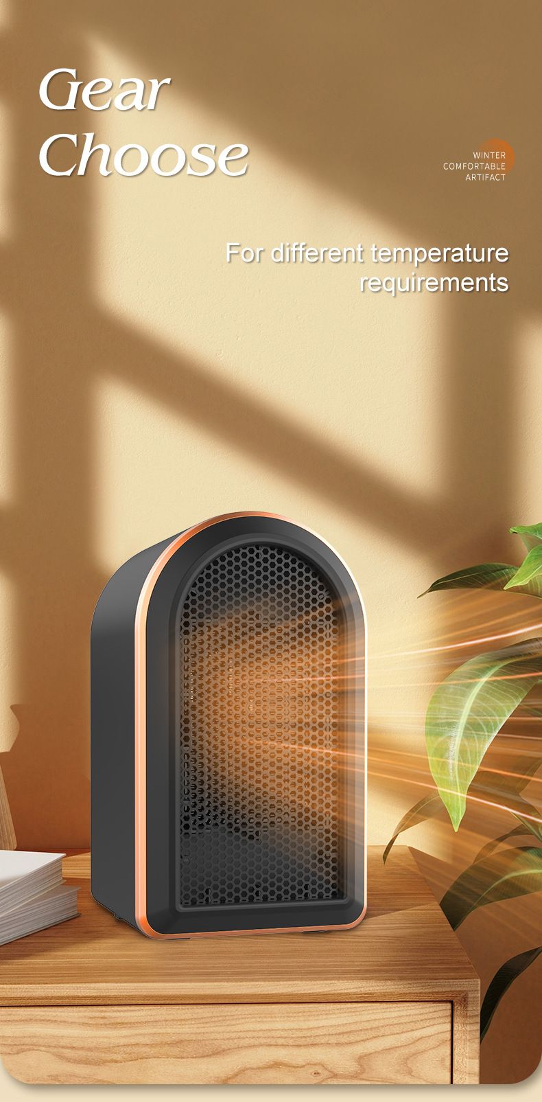 1200W High Power PTC Desktop Heater, Mini Electric Warmer For Fast Warmth In Office And Home, Compact Design With Tip-Over Protection, EU/US Plug_voghion.com