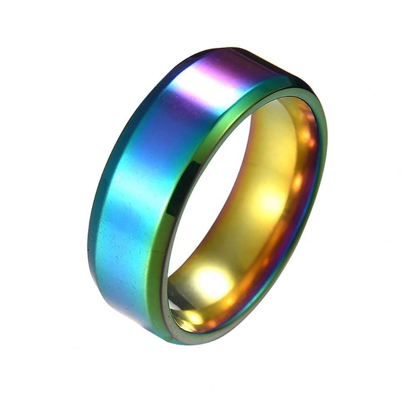 Vendita calda Uomo Argento Nero Acciaio Inossidabile Classico Colore Solido Metallo Bianco Matrimonio Fidanzamento Per Uomo Gioielli Anello Fascia_voghion.com
