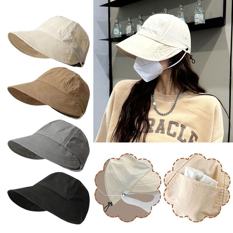 Vendita calda pieghevole cappello da sole a tesa larga con coulisse regolabile cappelli ad asciugatura rapida cappello da spiaggia donna visiere cappelli parasole uomo pescatore_voghion.com