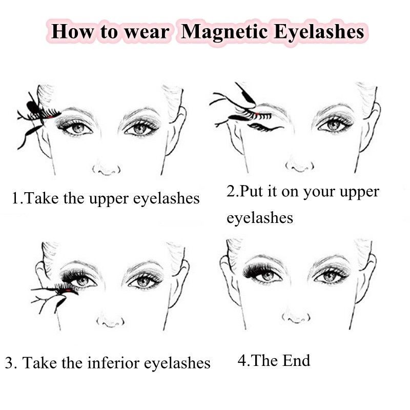 Ciglia magnetiche 3 ciglia magnetiche con specchio magnetico, ciglia finte magnetiche, ciglia magnetiche naturali senza colla_voghion.com
