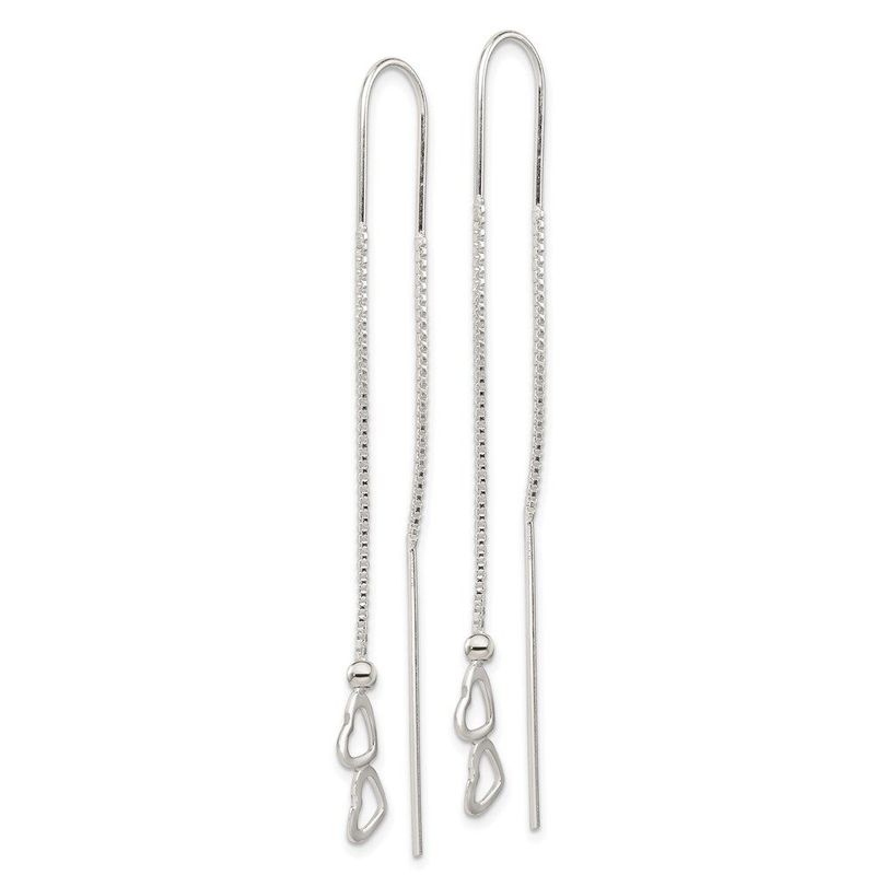 Sterling Silver Polished Double Heart Threader Earrings_voghion.com