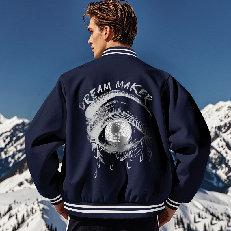 Herrenbekleidung Herren Vintage Fleece Baseballjacke - Retro Button-Up Bombermantel mit Stehkragen, Verdickte Freizeitoberbekleidung für den Winter_voghion.com