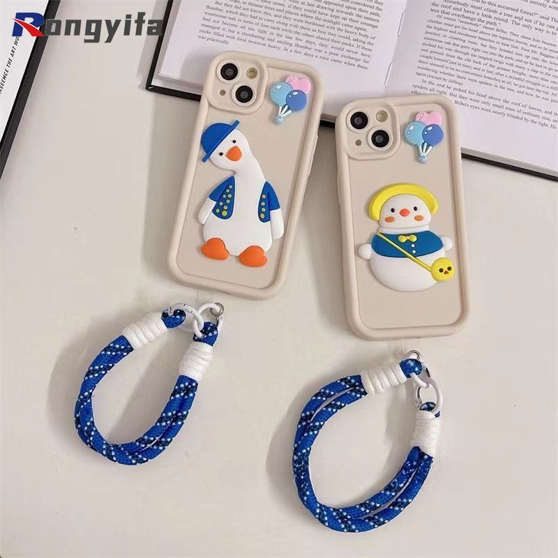 Coque de téléphone avec cordon court et motif canard mignon pour Xiaomi 15, 14T Pro, 14 Ultra, 11T Pro, Redmi 14C, K70 Ultra, Poco X3 Pro, X3 NFC_voghion.com
