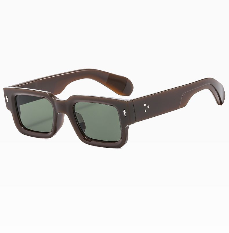 Moda 2024 Nuevas gafas de sol cuadradas retro para hombre y mujer, gafas de sol de diseño con remaches vintage, gafas de sol de moda con forma de flecha y protección UV400_voghion.com
