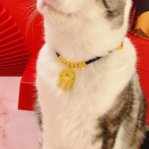 Collare per animali domestici, nuovo, con lucchetto a lunga durata, per la pace, per le feste, per l'anno del drago, per gatti, cani di piccola taglia, collana in oro regolabile_voghion.com