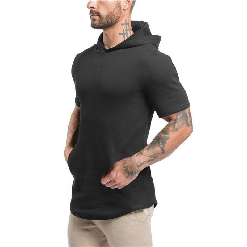 Summer Thin Fashion Men's Solid Color Blank Muscle Men's Slim Fit Breathable Fitness Sports Short Sleeve T-shirt Cotton_voghion.com