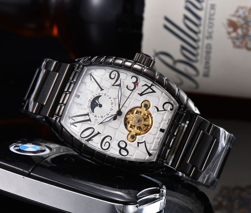 2023 Orologio da uomo quadrato con secchiello per vino francese, meccanico automatico trasparente, con testa di fantasma_voghion.com