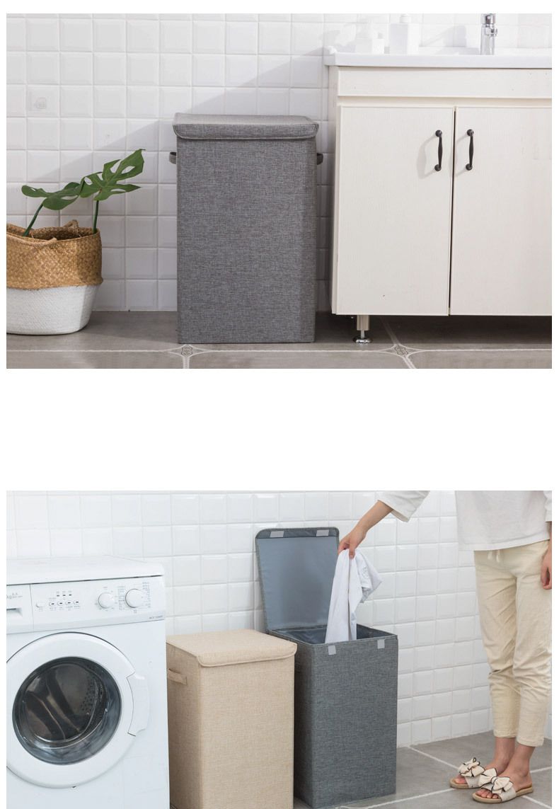 Storage Holders Cotton And Linen Dirty Clothes Storage Bucket Washable Covered Multifunctional Clothing Large Cotton And Linen Storage Box_voghion.com