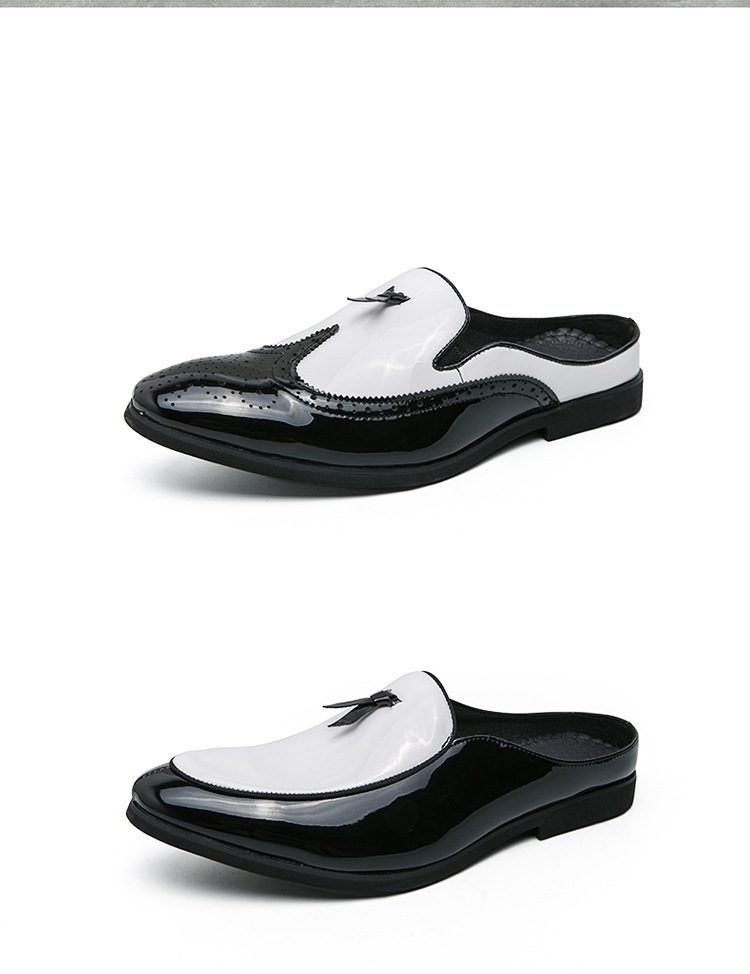 Cross Border Summer New Men S Casual Baotou Feet Lazy Drag British Style Color Contrast Brogue Youth Small Leather Shoes_voghion.com