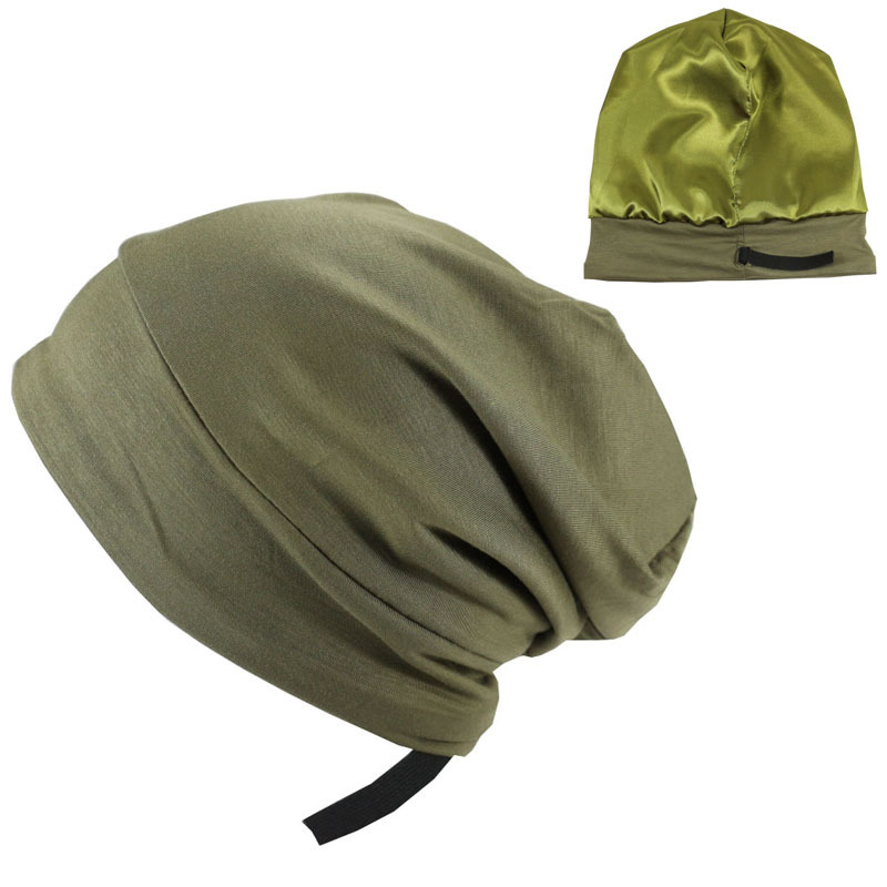 Baotou-Hut für Männer, Pullover-Mütze, Damen-Mütze, Satin-Nachtmütze, verstellbare Seide gefüttert, Lazy Beanie Chemotherapie_voghion.com