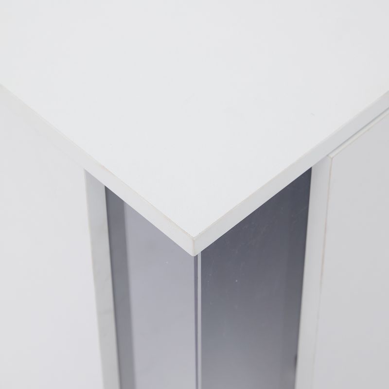 Meuble TV blanc brillant pour téléviseurs jusqu'à 70 pouces, console multimédia sur pied avec éclairage LED, centre de divertissement pour salon_voghion.com