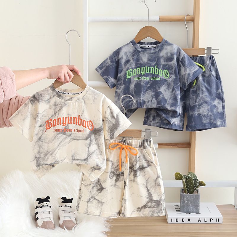 Ropa para niños, trajes de verano para niños, ropa de verano para bebés, trajes de dos piezas de manga corta y estilo urbano._voghion.com