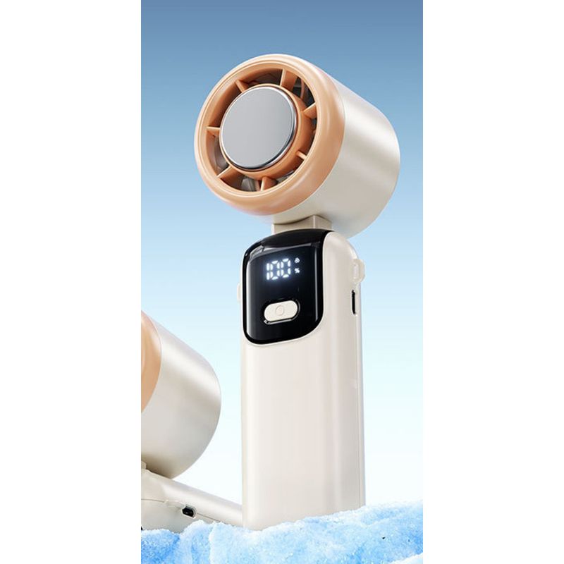 New S17 Handheld Mini USB Silent Strong Wind Digital Display Small Fan Dual Long Battery Life Portable_voghion.com