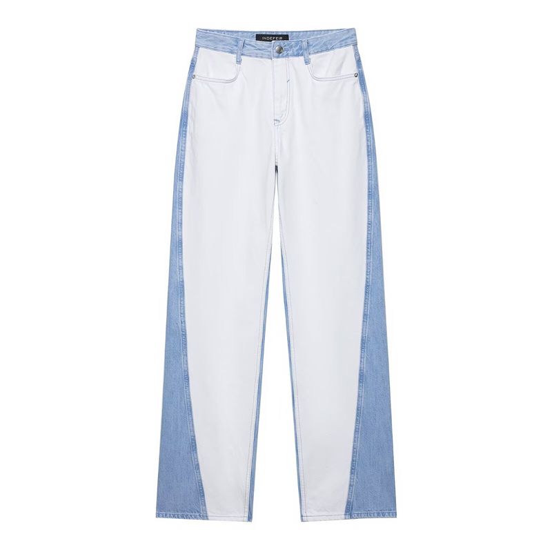 Vintage Patchwork Denim Jacket & Mid-Waist Straight Jeans Set – Retro Two-Piece Outfit_voghion.com