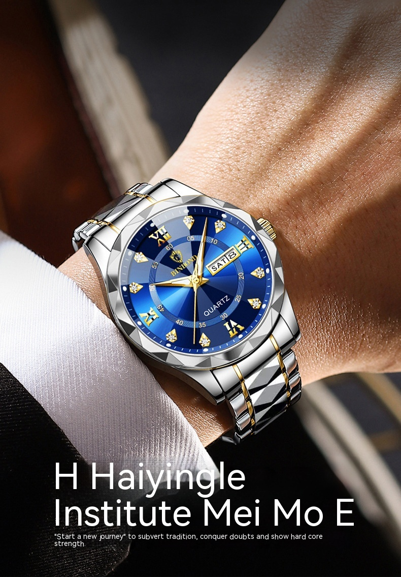 2023 m. naujas, karštai parduodamas, autentiškas „Binbond“ vyriškas laikrodis, vandeniui atsparus, švytintis dvigubas kalendorinis laikrodis, vyriškas kvarcinis laikrodis su deimantiniu stiklu._voghion.com