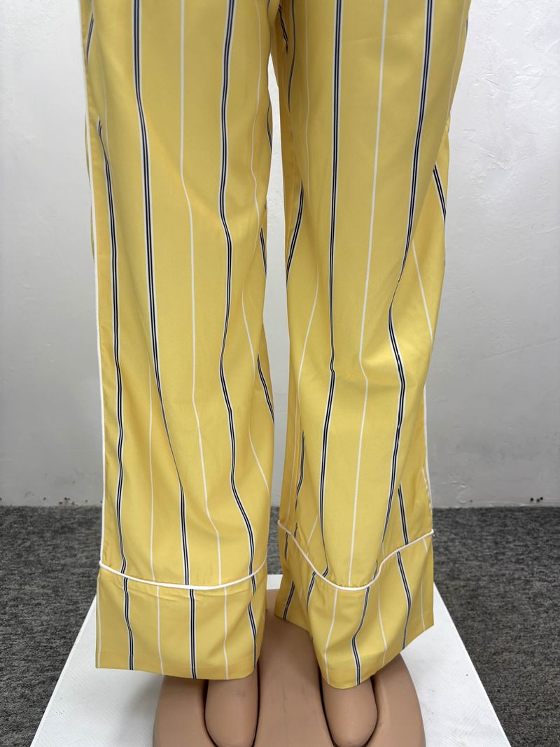 Conjunto de dos piezas con estampado africano para mujer, talla grande: elegante conjunto de camisa y pantalón a rayas para uso informal y de oficina._voghion.com
