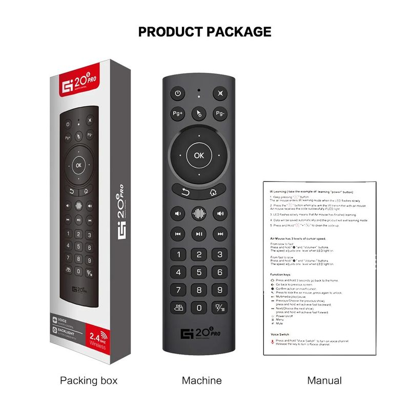 G20BTS Plus G20S PRO 2.4G télécommande vocale sans fil rétro-éclairé Air souris Gyroscope pour H96 X96 Max X88 Pro Android TV_voghion.com