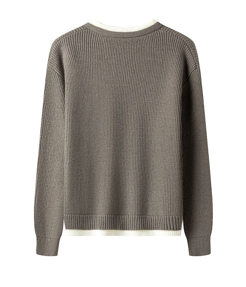 Maglione a collo alto a strati in stile coreano per uomo - Pullover oversize spesso con tessuto elasticizzato, dolcevita invernale casual_voghion.com
