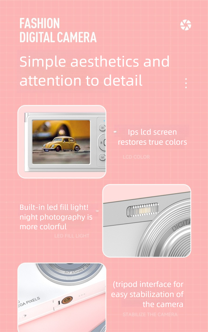 4K Digital Campus Mini HD High Pixel Student Entry-Level CCD Tragbare Kompaktkamera_voghion.com