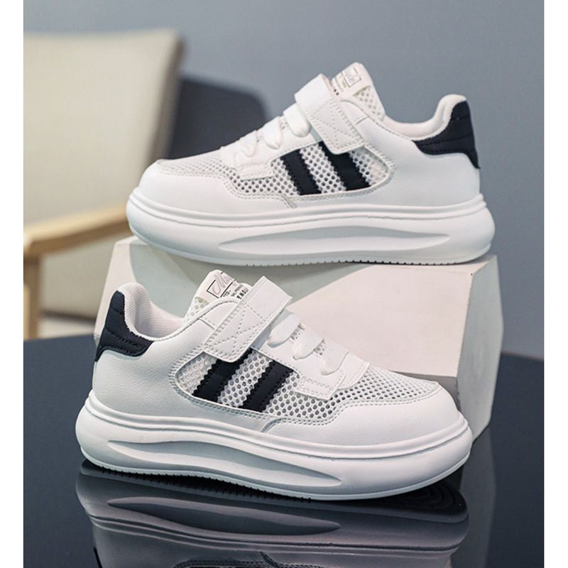 Boys Little White Shoes Girls White Sneakers Children's Board Shoes Kindergarten Primary School Children Running Shoes Mesh Breathable_voghion.com