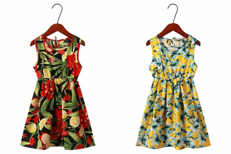 Mother&Kids Children's beach dress Multi-color printed children's long skirt soft thin sundress_voghion.com