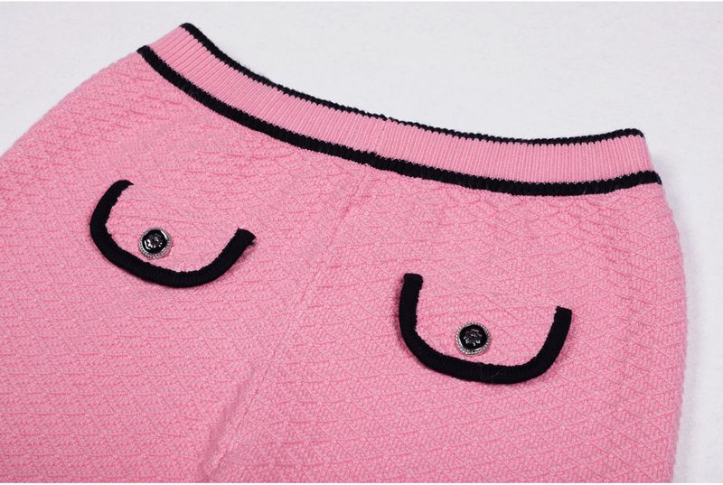 Luxury Knit Suit Set – Elegant Long Sleeve Cardigan & Straight Leg Pants (Black/Pink/White, Sizes S-XL)_voghion.com