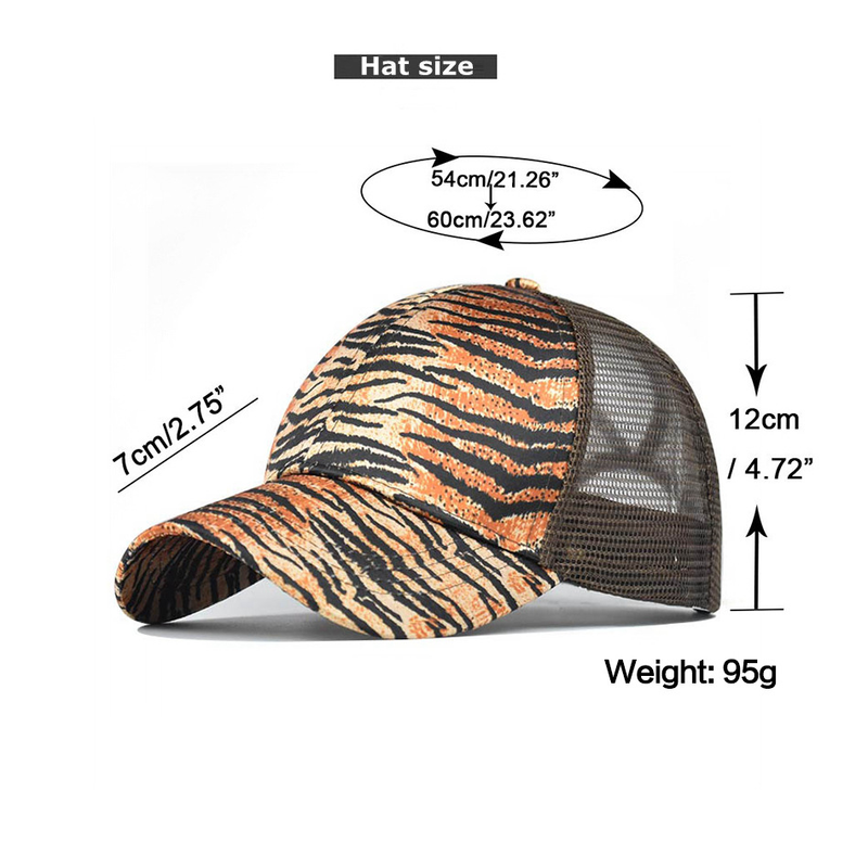 Baseballmütze mit Pferdeschwanz und Leopardenmuster, trendige Netzmütze mit gebogener Krempe, Sonnenhut für Damen im Freien und im Sommer_voghion.com