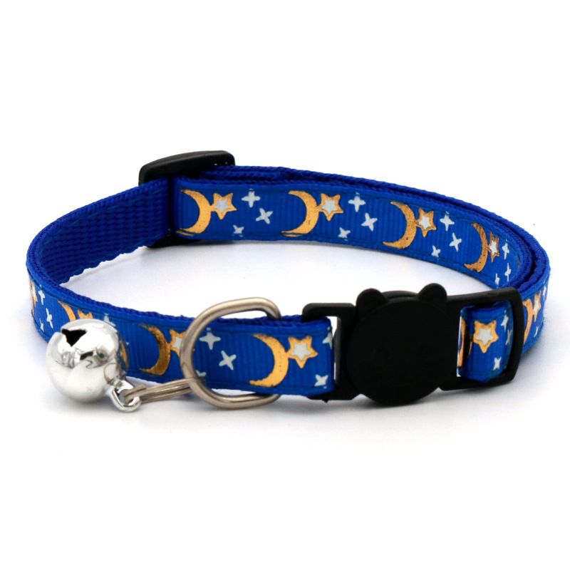 Pet Stamping Moon Star Dog Cat Gold Detachable Reflective Safety Buckle Collar_voghion.com