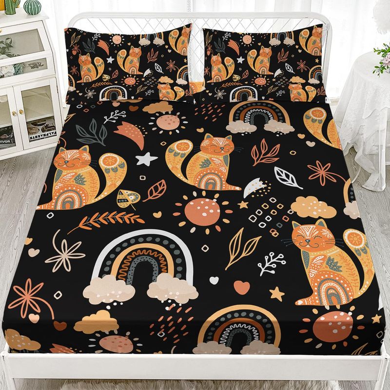 Set di lenzuola con stampa digitale, tre pezzi, motivo gatto animale_voghion.com
