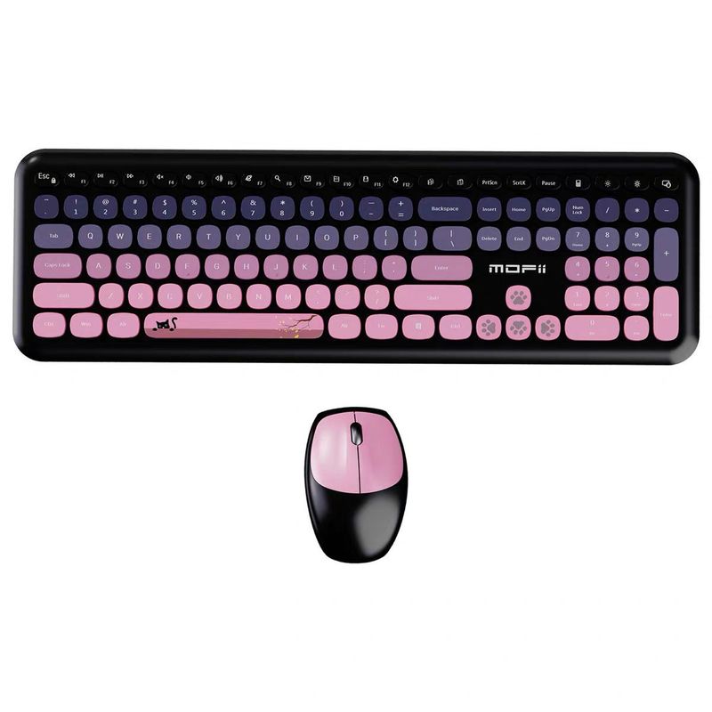 Mofii Gradient Kitty Pink Cute Small Wireless Keyboard Mouse For Girls Quiet And Silent_voghion.com