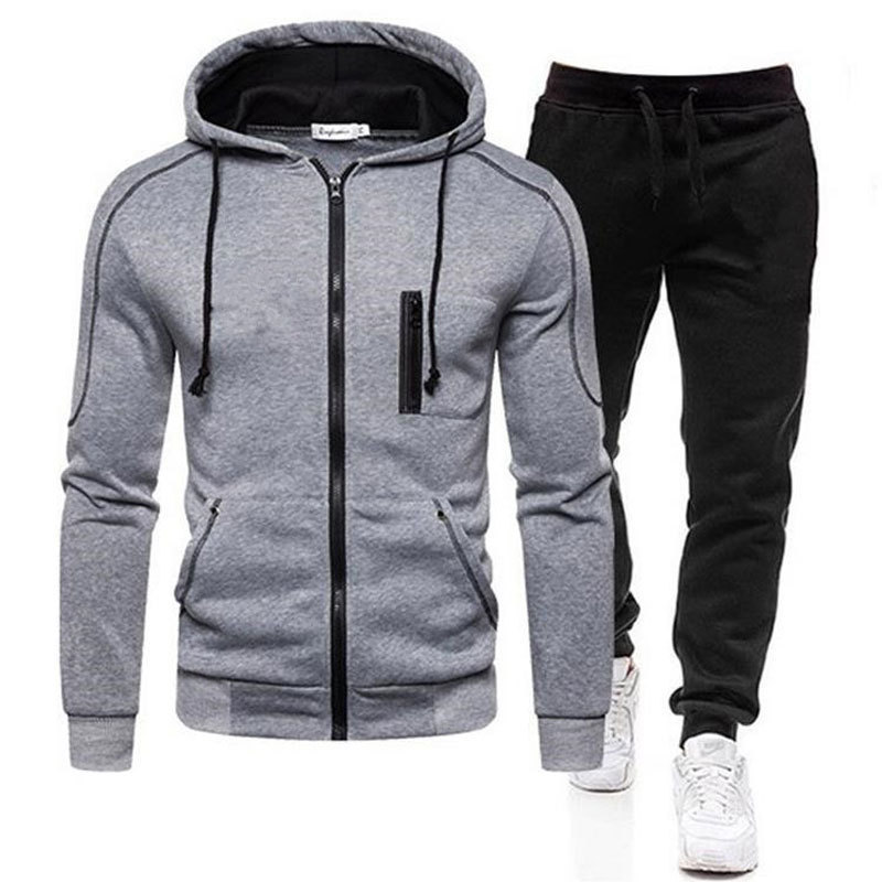 Neit Polkadot-Sportkostüm Trend Hären Hierscht- a Wantermantel mat Kapuzenpullover-Set_voghion.com