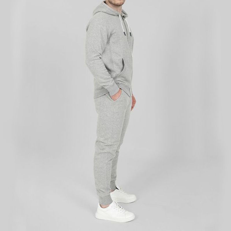 Férfi egyszínű, divatos, lezser, kapucnis kardigán szett_voghion.com