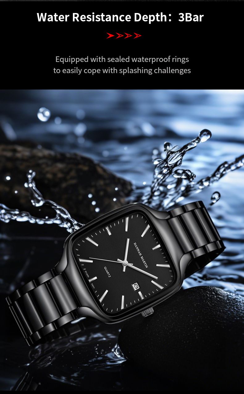 Hannah Martin New Men's Watch Square Waterproof Luminous Calendar Quartz Watch Fashionable And Casual_voghion.com