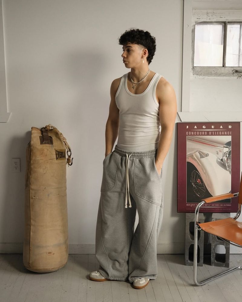 Pantalones deportivos con bordado transfronterizo, unisex, de pierna ancha, estilo hip hop, holgados e informales._voghion.com