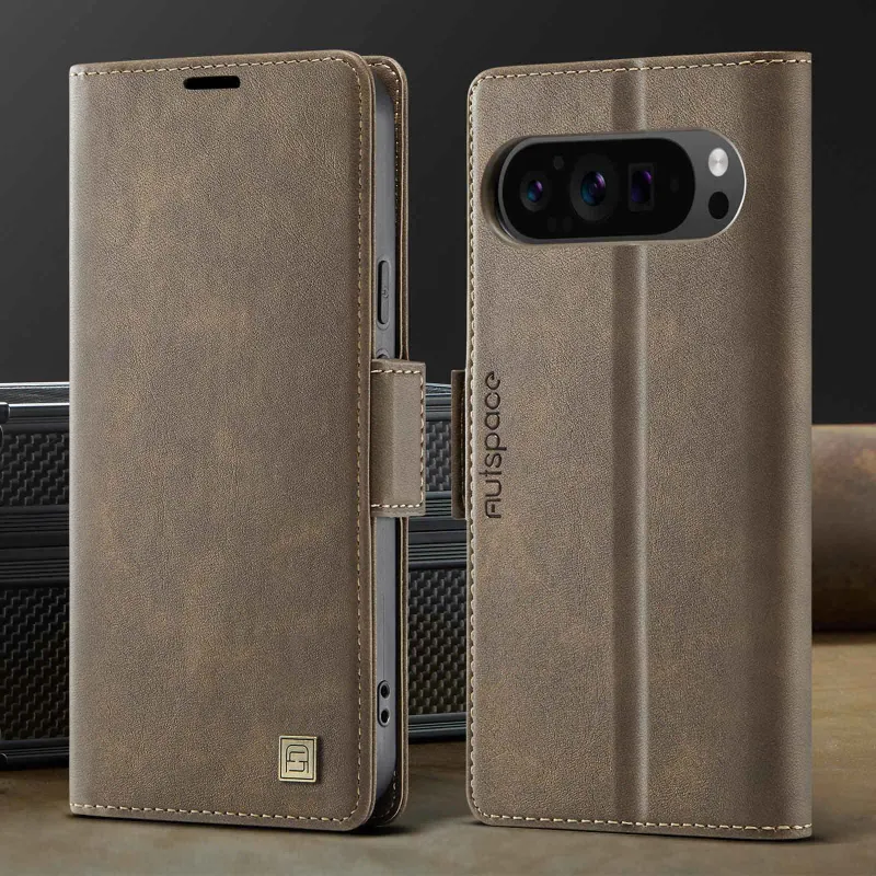 Custodia a portafoglio magnetica per telefono cellulare per Google Pixel 9 Pro XL 8A 8 con blocco RFID, custodia antiurto in pelle PU retrò_voghion.com