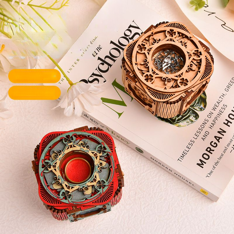 Exquisite Music Handmade DIY Flip Cover Eight-Tone Wooden Assembly Valentine's Day Confession Birthday Gift Box_voghion.com