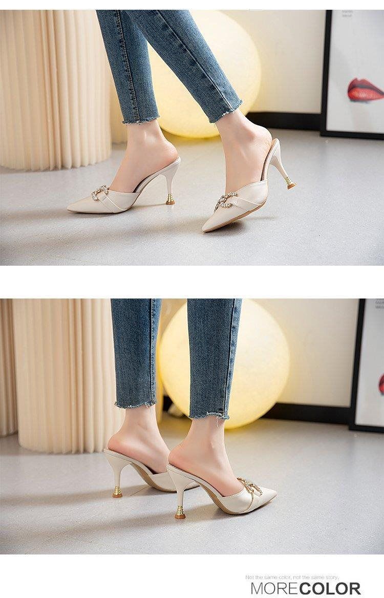 Elegante Pantoletten mit spitzer Zehenpartie und Strasssteinen für Damen – Stylische und bequeme Sommer-Sandalen in den Größen 33–40_voghion.com