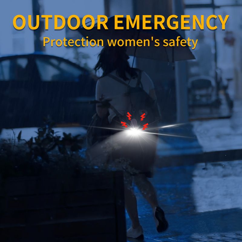 Wiederaufladbarer persönlicher Sicherheitsalarm – 125 dB laute Notfallsirene mit LED-Taschenlampe für Frauen, Studenten und Outdoor-Aktivitäten (Schwarz/Weiß/Rosa/Blau)_voghion.com