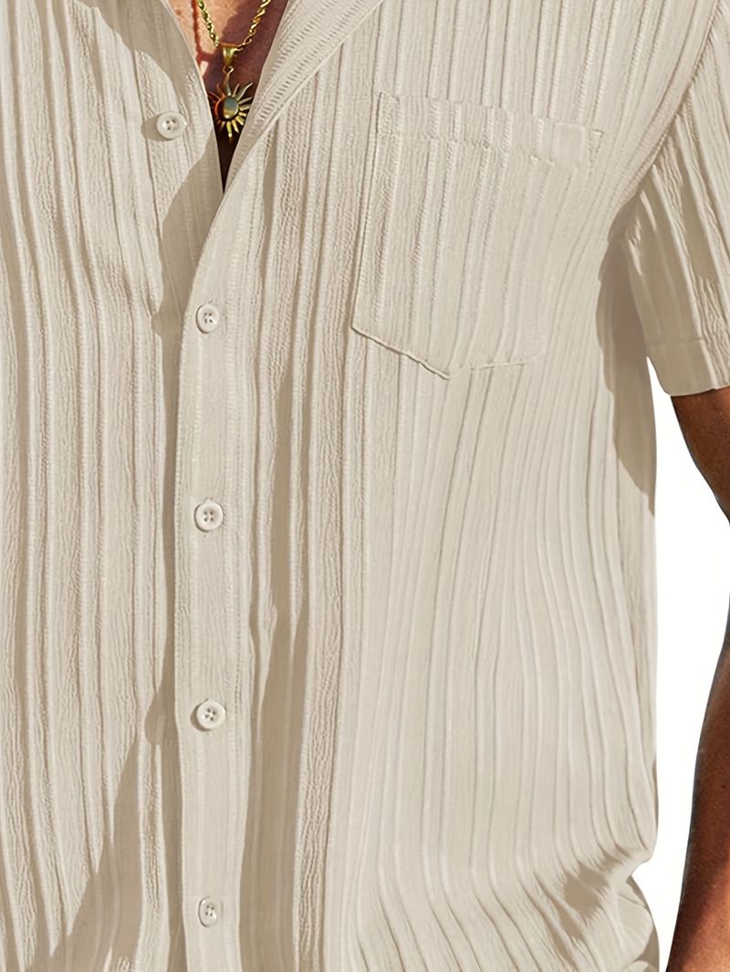 Herren Slim Fit Gestreiftes Business Casual Hemd - Atmungsaktive Sommerkleidung für Büro & Freizeit_voghion.com