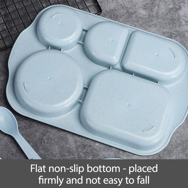 6Pcs/Conjunto de talheres para bebês, pratos de desenho animado, pratos para crianças, louças para crianças, tigela de comida de treinamento antiaquecido, colher, garfo_voghion.com