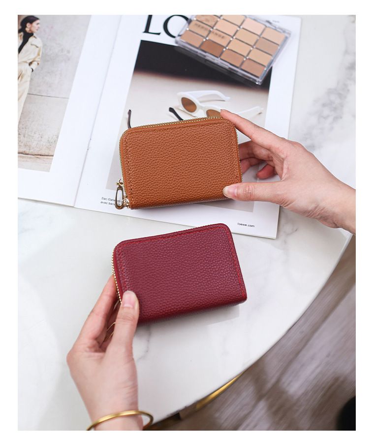 Card Bag Card Cases Double Layer Zipper Accordion Card Holder Solid Color Short Wallet Fashionable And Simple Ladies Wallet Multi Function Coin Purse_voghion.com