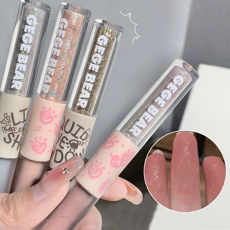 ombretto liquido con paillettes, ombretto in stick impermeabile con diamanti scintillanti, doppia testa, seta abbronzata lucida p_voghion.com