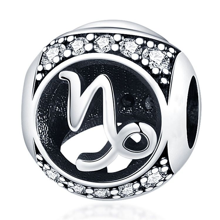 Pingente de prata banhado a cobre branco para mulheres, pulseira com pingente de doze constelações, acessórios de joalheria faça você mesmo, pulseira e colar_voghion.com
