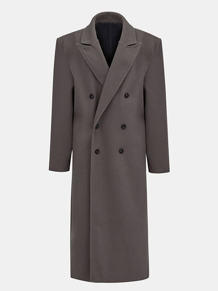 Women's Long Wool Blend Trench Coat - Classic Double-Breasted Pea Coat With Notched Lapel For Fall & Winter_voghion.com