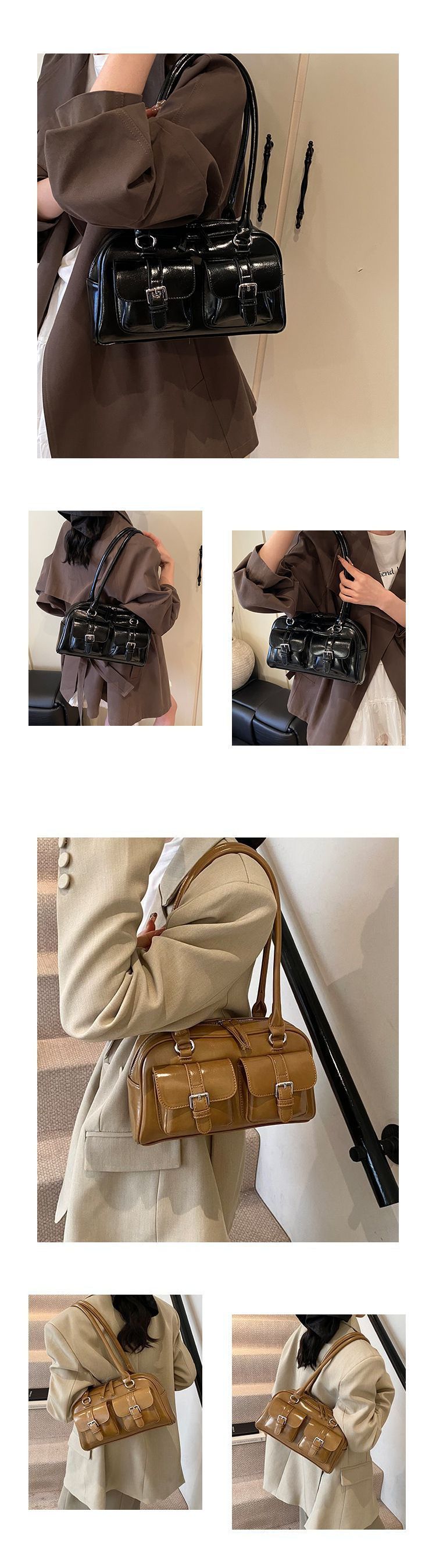 fashion Underarm 2025 Spring And Summer New Wave Multi-pocket Commuting Shoulder Handheld Bowling Bag Fashionable Hundred Casual Daily Simple_voghion.com