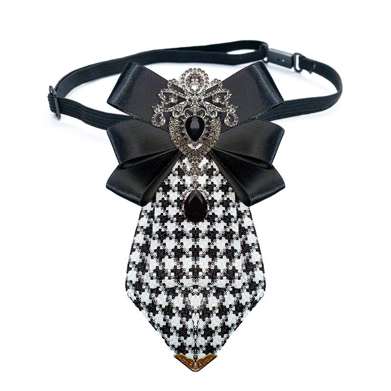 Cravatta nera pied de poule per uomo, cravatta da matrimonio in stile britannico di alta qualità, papillon per boxer, accessori da donna_voghion.com