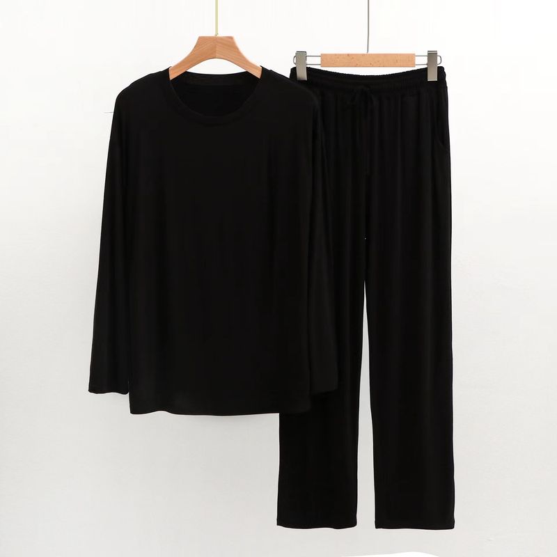 Set da due pezzi da uomo in modal Bitcotton, con maniche lunghe elastiche e pantaloni lunghi, ampio e casual, edizione coreana_voghion.com