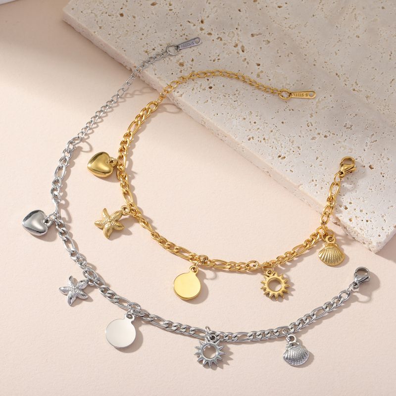 Women's Jewelry Shell Charm Bracelet Star Heart Sun Jewelry Hand Stainless Steel Accessories Elegant Valentine's Day Gift Bracelet_voghion.com